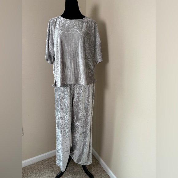 NWT Banana Republic Silver Wide Leg Pants & Top Set - Picture 1 of 12